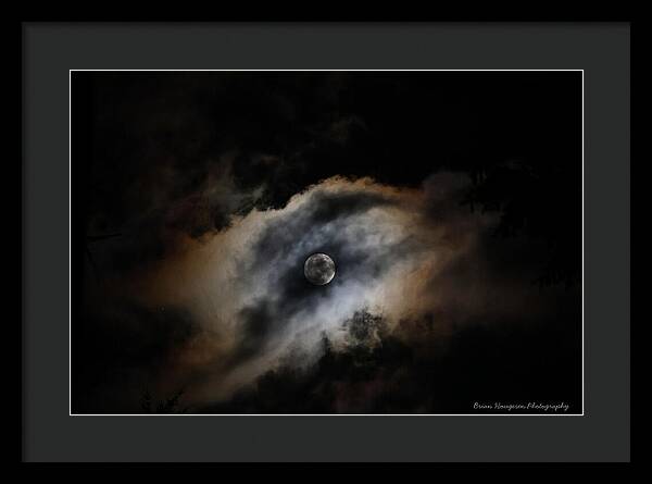 Moon Surrounded by Dramatic Clouds - Framed Print