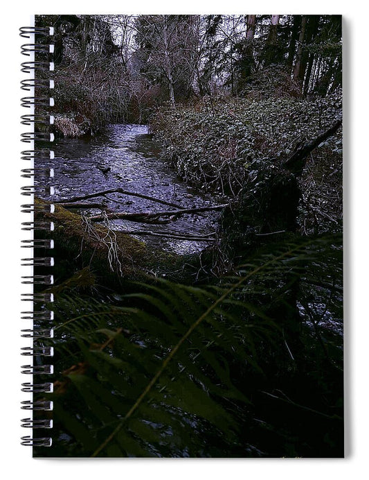 Moss-Covered Tranquil Stream - Spiral Notebook