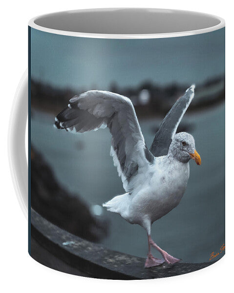 Seagull on a Seaside Rail - Mug