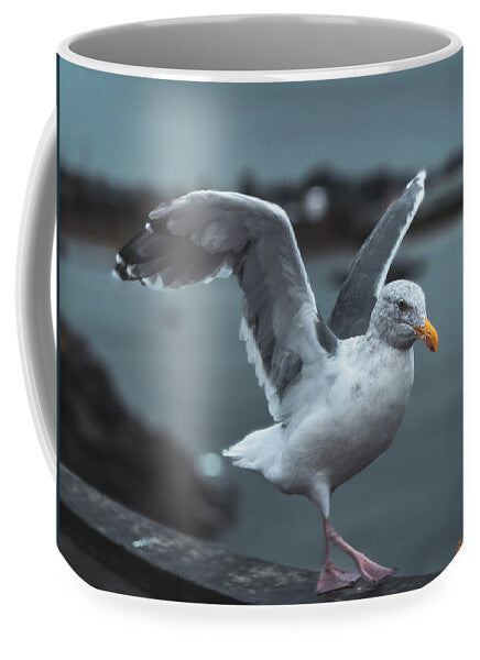 Seagull on a Seaside Rail - Mug