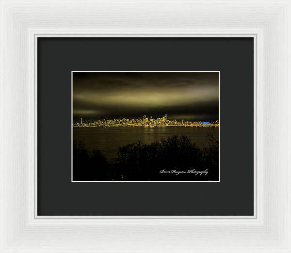 Seattle Skyline by Night - Framed Print