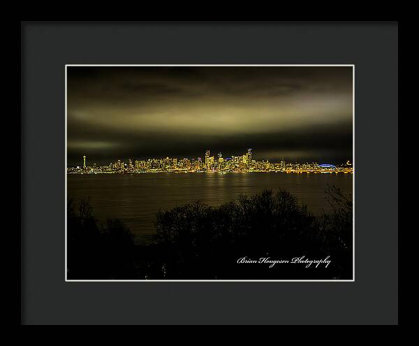 Seattle Skyline by Night - Framed Print