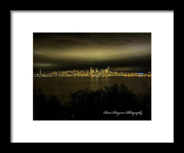 Seattle Skyline by Night - Framed Print
