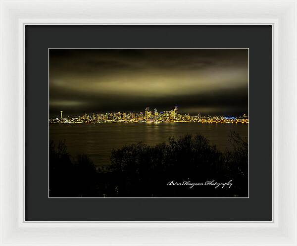 Seattle Skyline by Night - Framed Print
