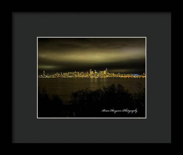 Seattle Skyline by Night - Framed Print