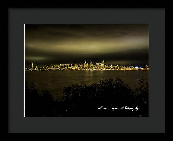 Seattle Skyline by Night - Framed Print