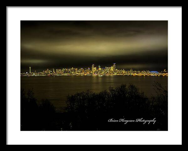Seattle Skyline by Night - Framed Print