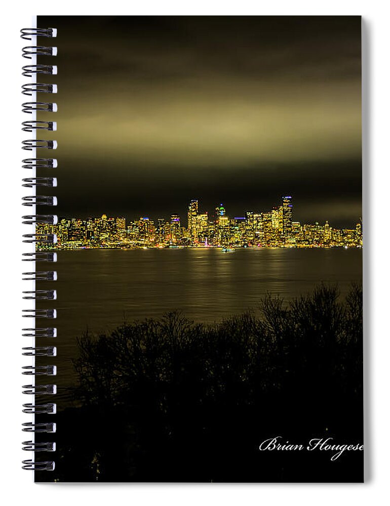 Seattle Skyline by Night - Spiral Notebook