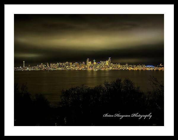 Seattle Skyline by Night - Framed Print