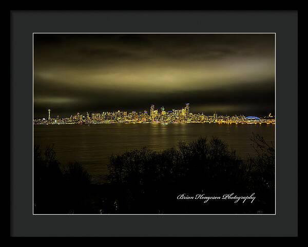 Seattle Skyline by Night - Framed Print