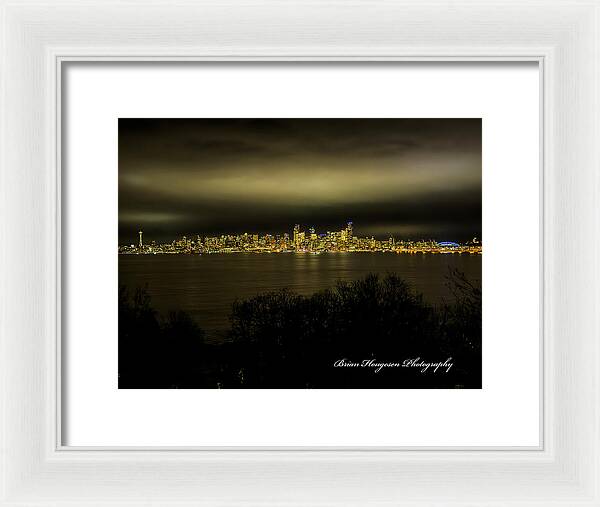 Seattle Skyline by Night - Framed Print