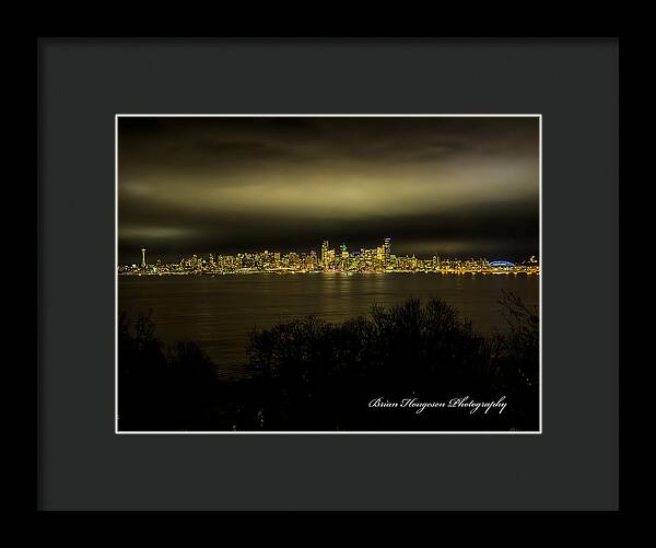 Seattle Skyline by Night - Framed Print