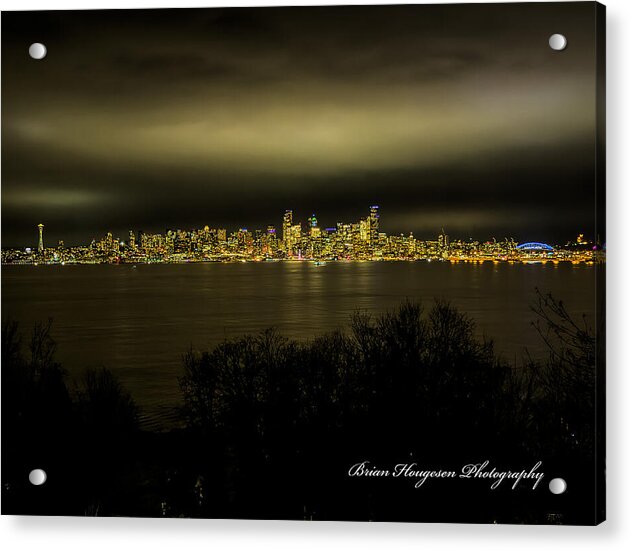 Seattle Skyline by Night - Acrylic Print