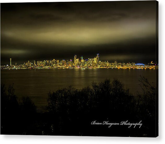 Seattle Skyline by Night - Acrylic Print