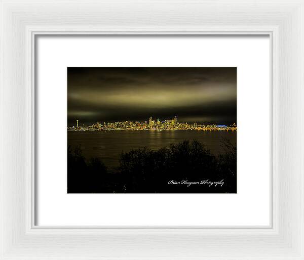 Seattle Skyline by Night - Framed Print