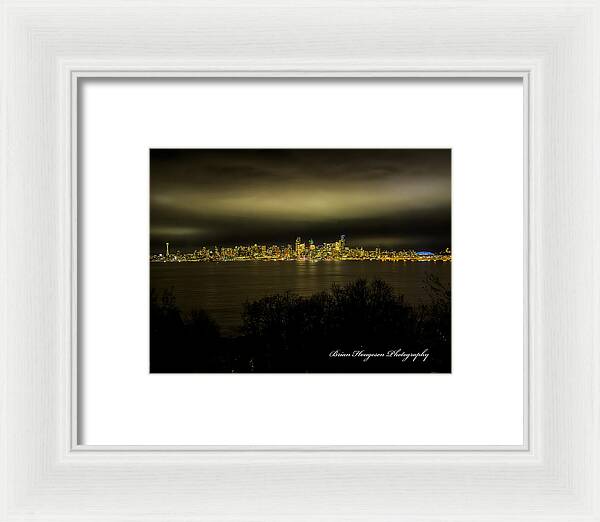 Seattle Skyline by Night - Framed Print