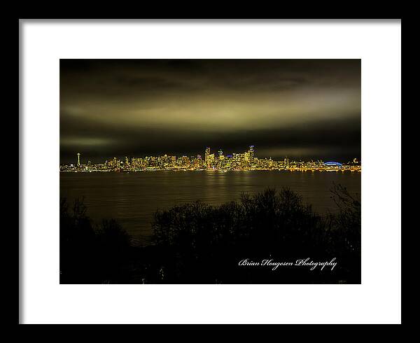 Seattle Skyline by Night - Framed Print