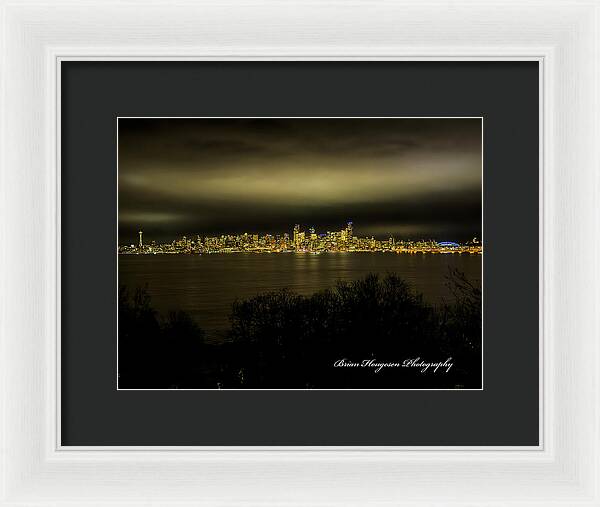 Seattle Skyline by Night - Framed Print