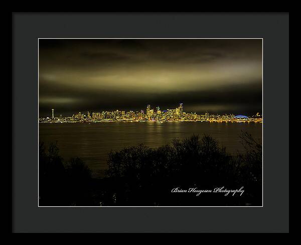 Seattle Skyline by Night - Framed Print