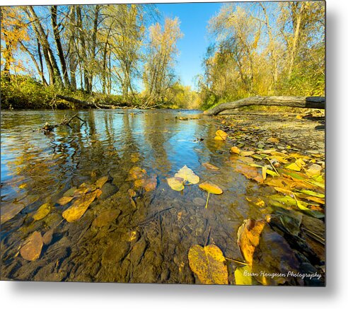 Serene Autumn Creek Landscape - Metal Print