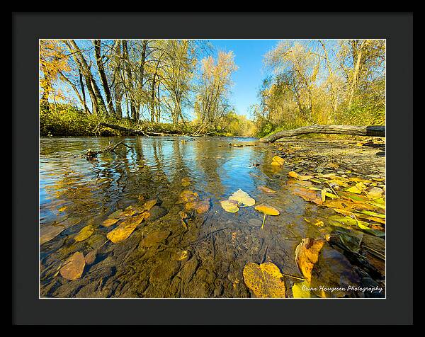 Serene Autumn Creek Landscape - Framed Print