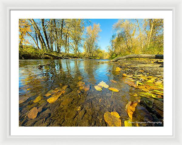 Serene Autumn Creek Landscape - Framed Print