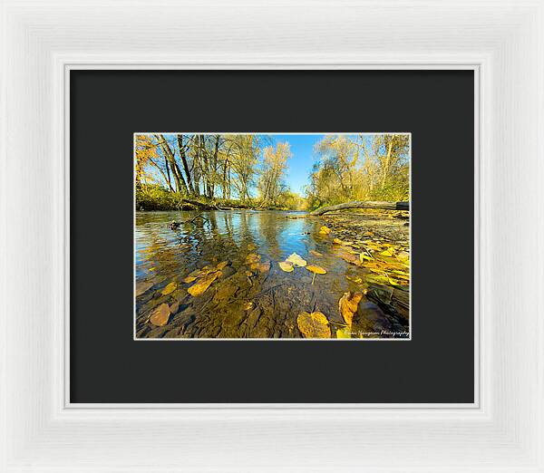 Serene Autumn Creek Landscape - Framed Print