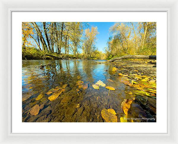 Serene Autumn Creek Landscape - Framed Print