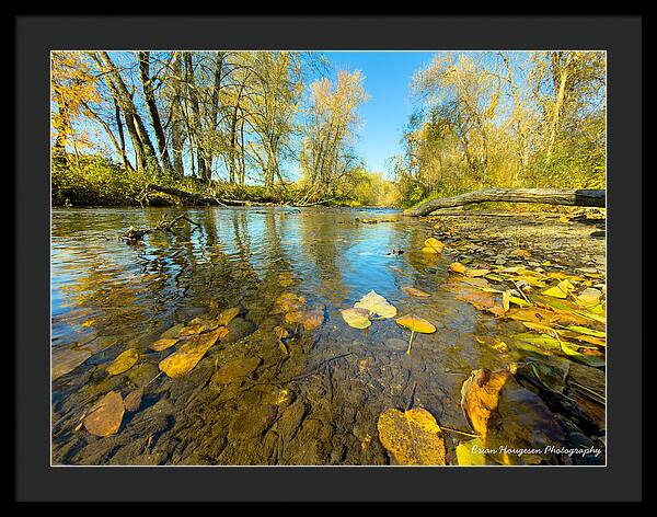 Serene Autumn Creek Landscape - Framed Print