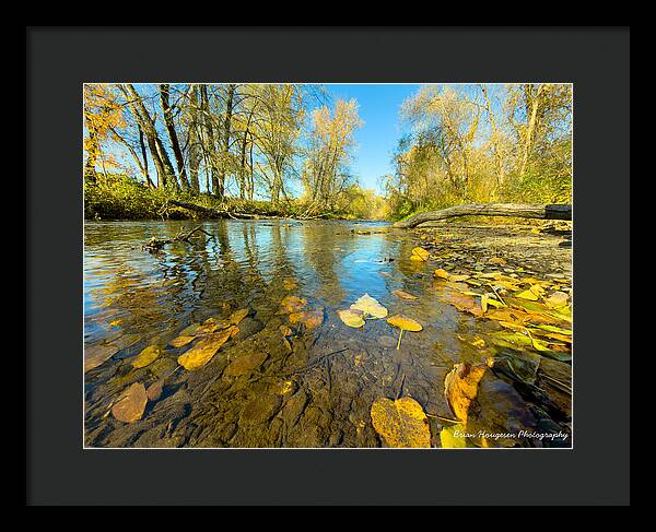 Serene Autumn Creek Landscape - Framed Print