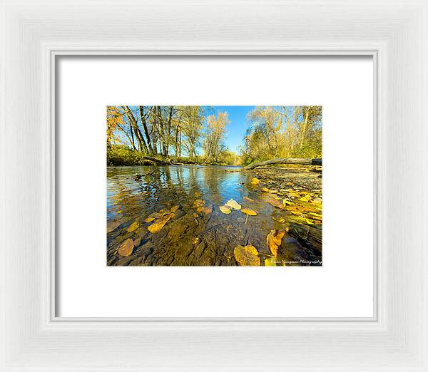Serene Autumn Creek Landscape - Framed Print