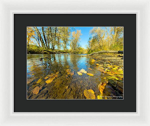 Serene Autumn Creek Landscape - Framed Print