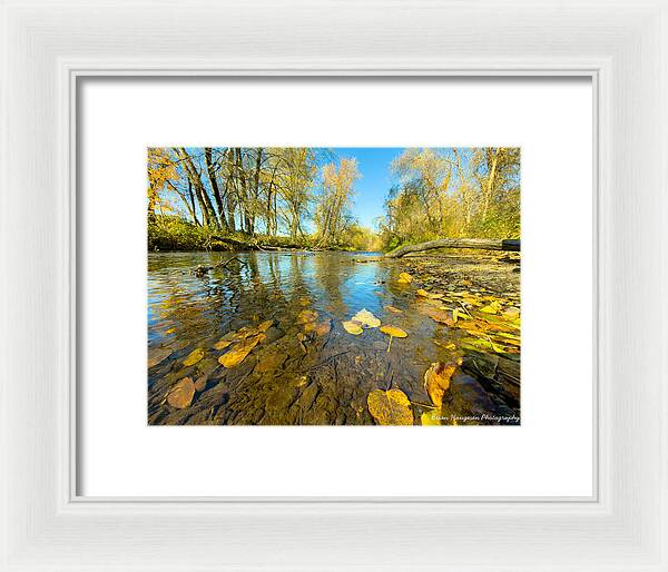 Serene Autumn Creek Landscape - Framed Print