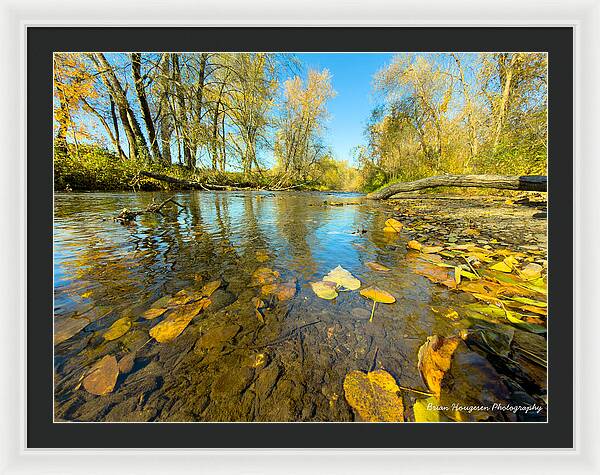 Serene Autumn Creek Landscape - Framed Print