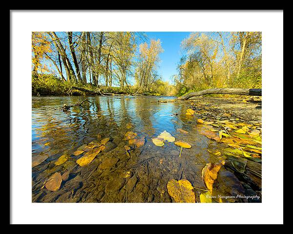 Serene Autumn Creek Landscape - Framed Print