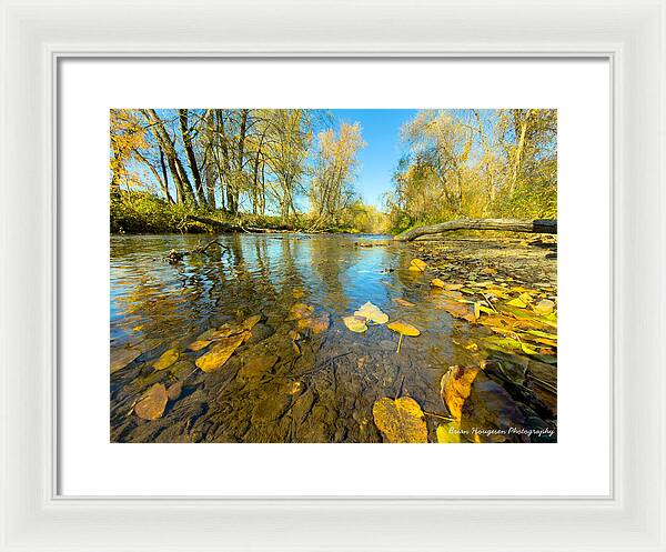 Serene Autumn Creek Landscape - Framed Print
