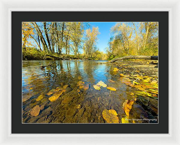 Serene Autumn Creek Landscape - Framed Print