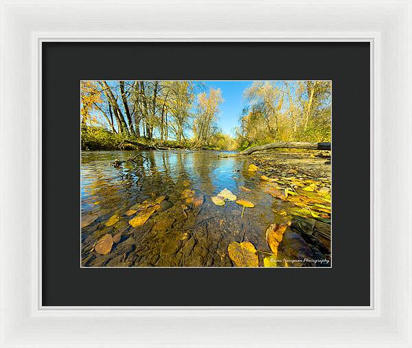 Serene Autumn Creek Landscape - Framed Print