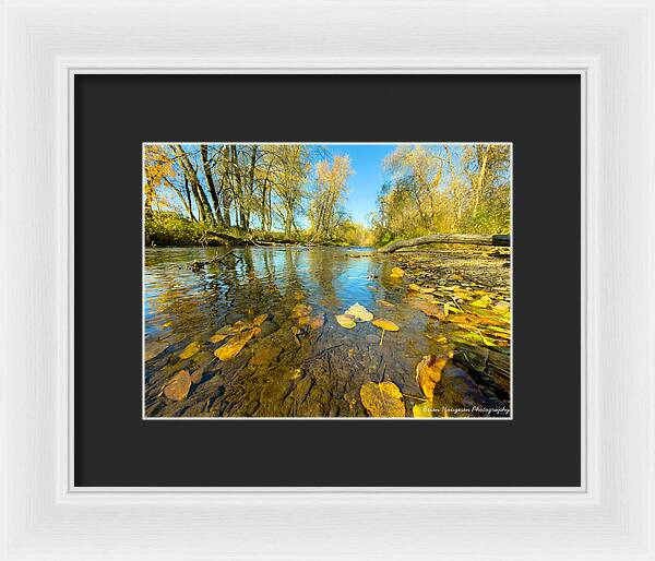 Serene Autumn Creek Landscape - Framed Print