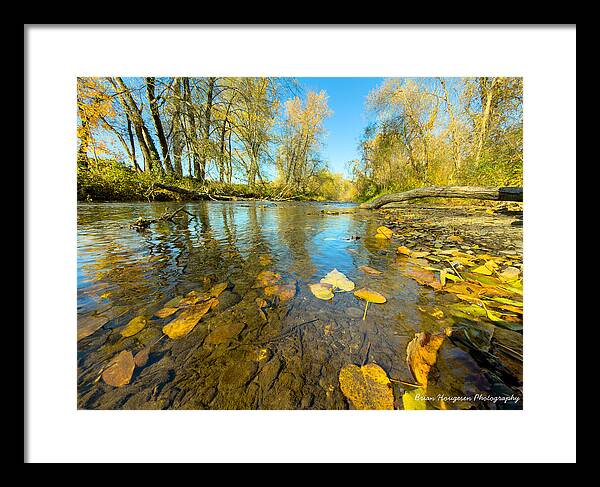 Serene Autumn Creek Landscape - Framed Print
