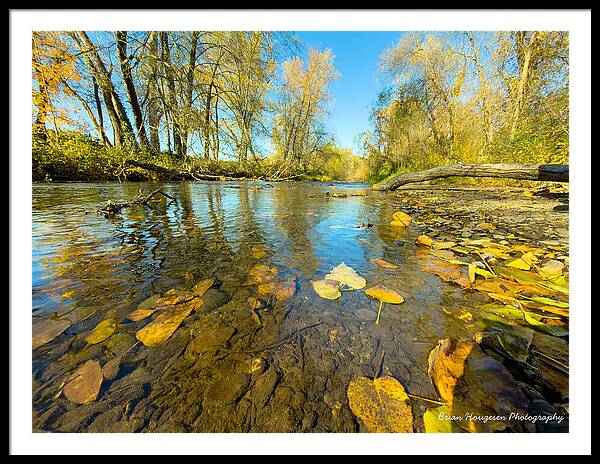 Serene Autumn Creek Landscape - Framed Print
