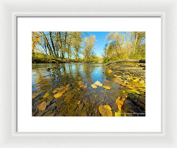 Serene Autumn Creek Landscape - Framed Print