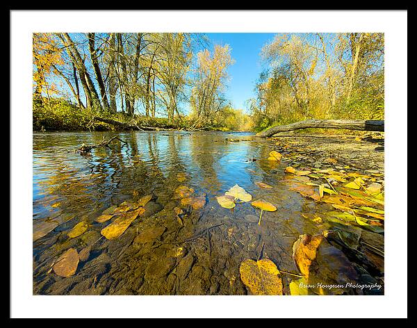 Serene Autumn Creek Landscape - Framed Print