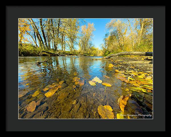Serene Autumn Creek Landscape - Framed Print
