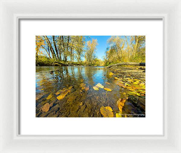 Serene Autumn Creek Landscape - Framed Print