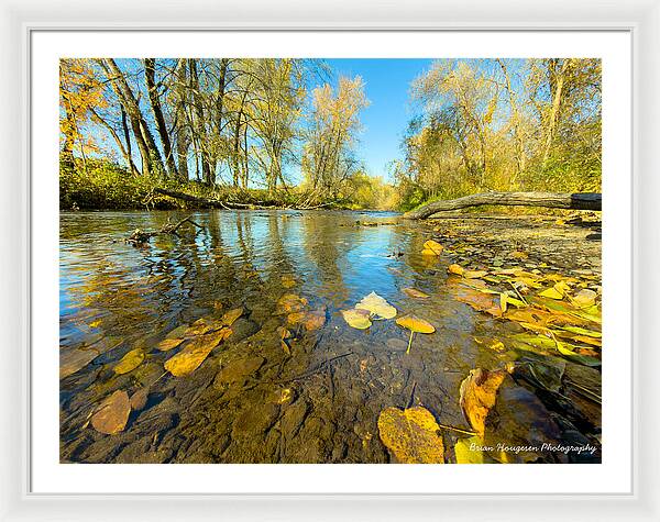 Serene Autumn Creek Landscape - Framed Print