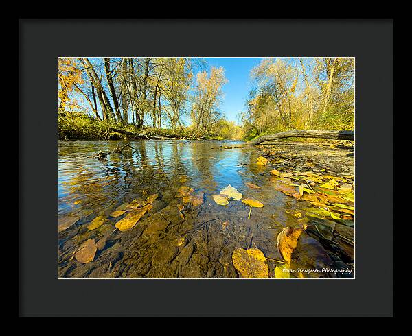Serene Autumn Creek Landscape - Framed Print