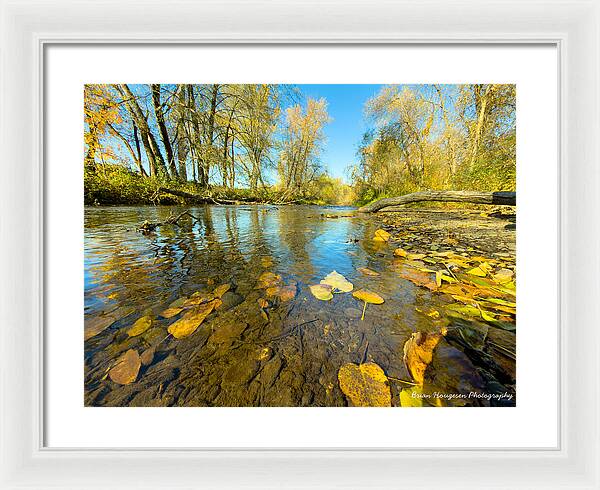 Serene Autumn Creek Landscape - Framed Print