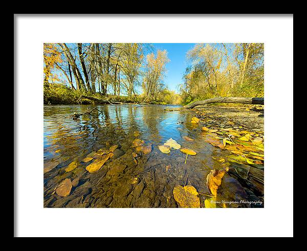 Serene Autumn Creek Landscape - Framed Print