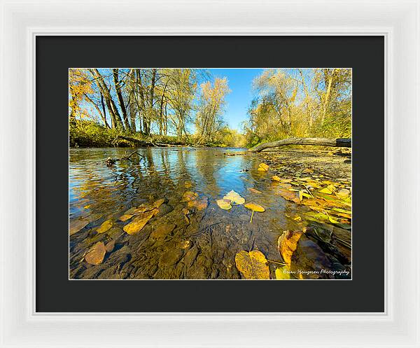 Serene Autumn Creek Landscape - Framed Print
